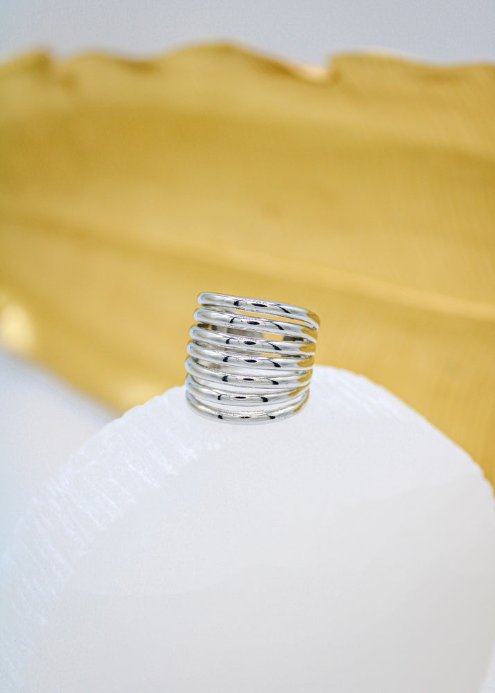 CHUNKY WRAPPED SILVER RING